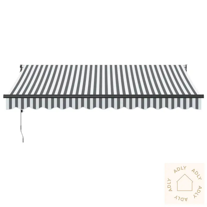 Uttrekkbar Markise Antrasitt Og Hvit 3,5X2,5 M Stoff Aluminium