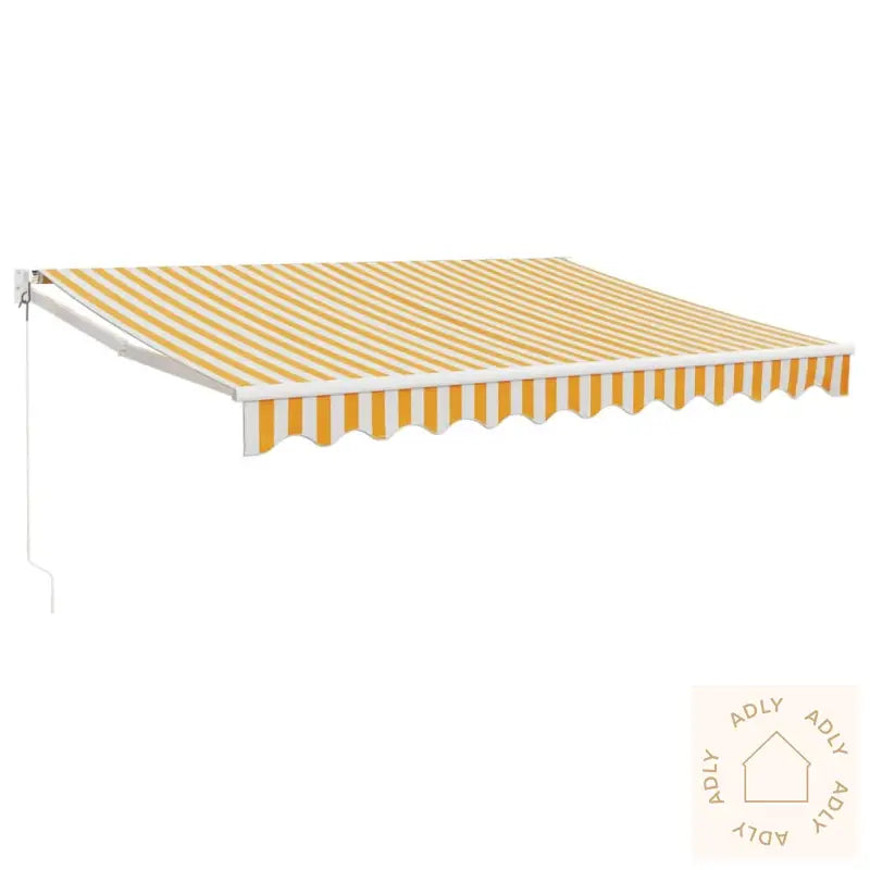 Uttrekkbar Markise Gul Og Hvit 3,5X2,5 M Stoff Og Aluminium