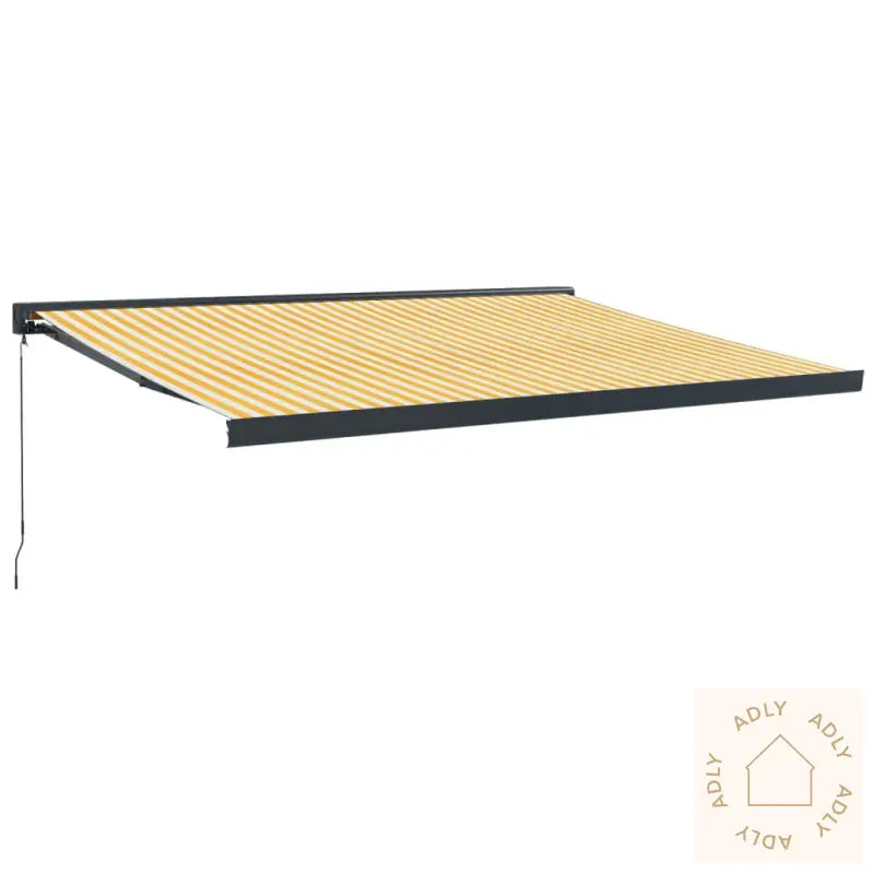 Uttrekkbar Markise Gul Og Hvit 4,5X3 M Stoff Og Aluminium