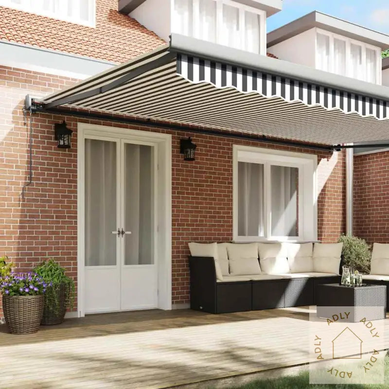 Uttrekkbar Markise Antrasitt Og Hvit 5X3 M Stoff Og Aluminium