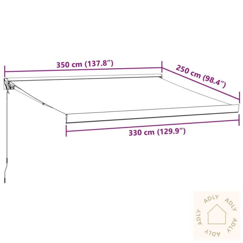 Uttrekkbar Markise Antrasitt Og Hvit 3,5X2,5 M Stoff Aluminium