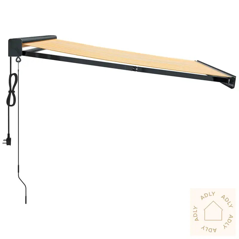 Uttrekkbar Markise Gul Og Hvit 3,5X2,5 M Stoff Og Aluminium
