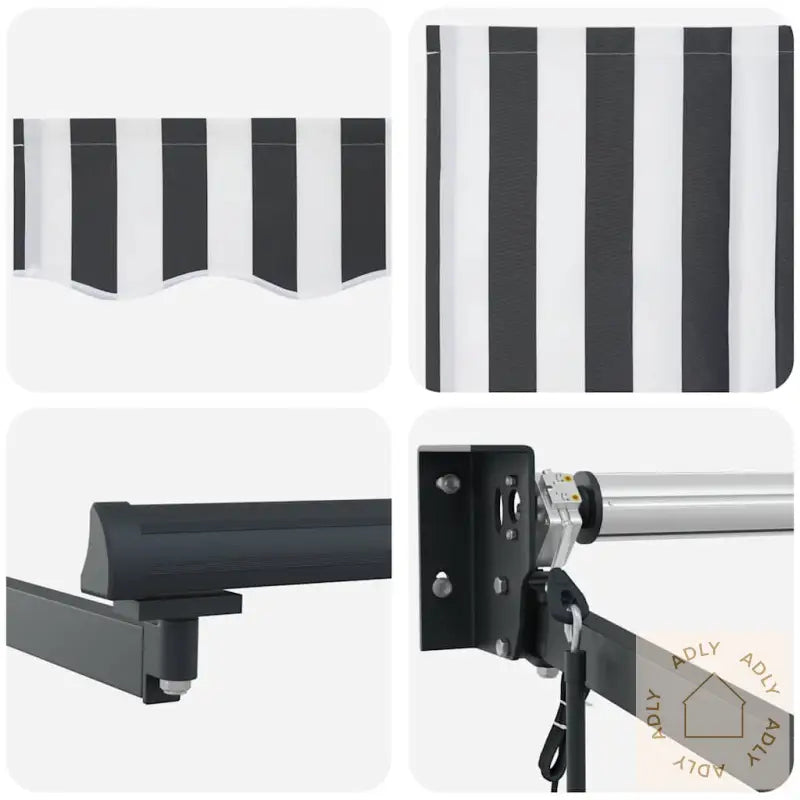 Uttrekkbar Markise Antrasitt Og Hvit 4X3 M Stoff Og Aluminium