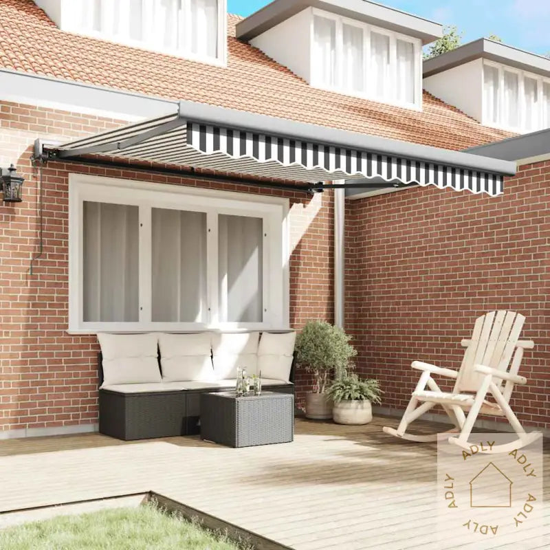 Uttrekkbar Markise Antrasitt Og Hvit 3X2,5 M Stoff Og Aluminium