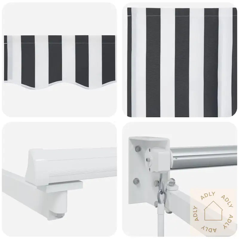 Uttrekkbar Markise Antrasitt Og Hvit 5X3 M Stoff Og Aluminium