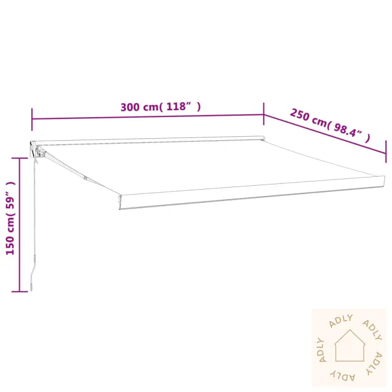 Uttrekkbar Markise Kremhvit 3X2,5 M Stoff Og Aluminium