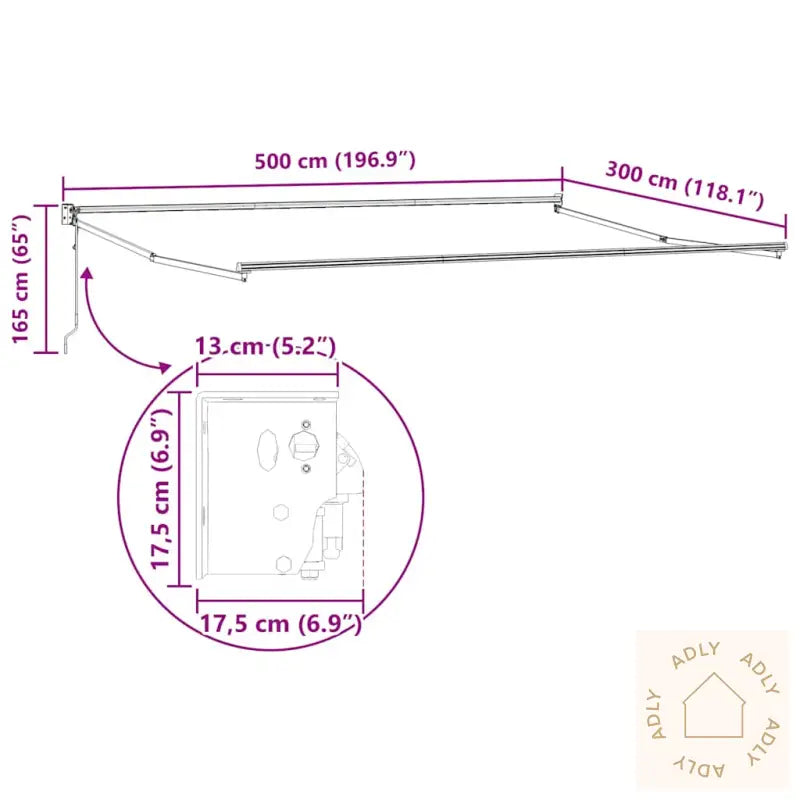 Uttrekkbar Markise Antrasitt Og Hvit 5X3 M Stoff Og Aluminium