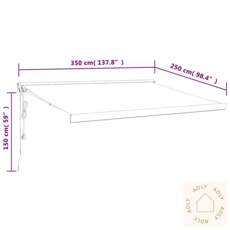 Uttrekkbar Markise Gul Og Hvit 3,5X2,5 M Stoff Og Aluminium