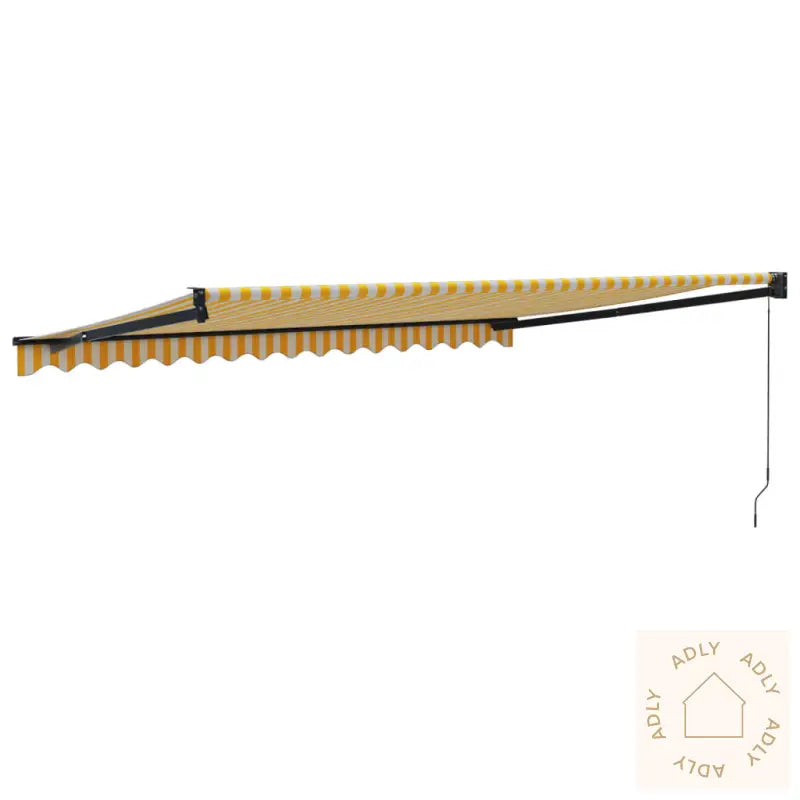 Uttrekkbar Markise Gul Og Hvit 4,5X3 M Stoff Og Aluminium