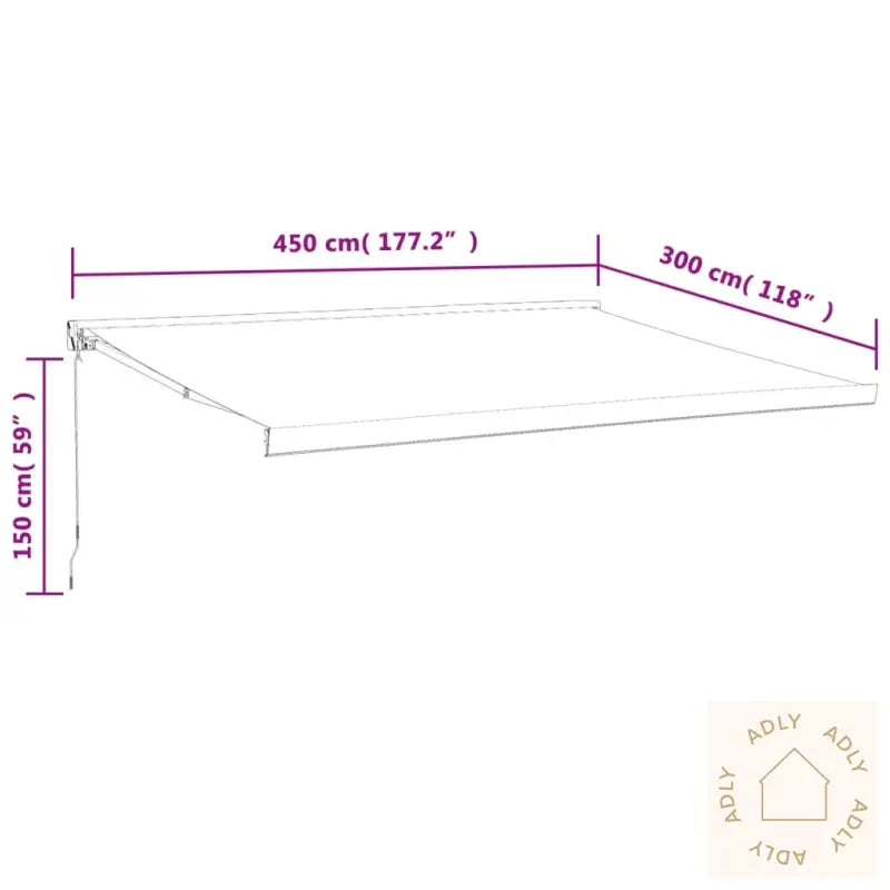 Uttrekkbar Markise Gul Og Hvit 4,5X3 M Stoff Og Aluminium