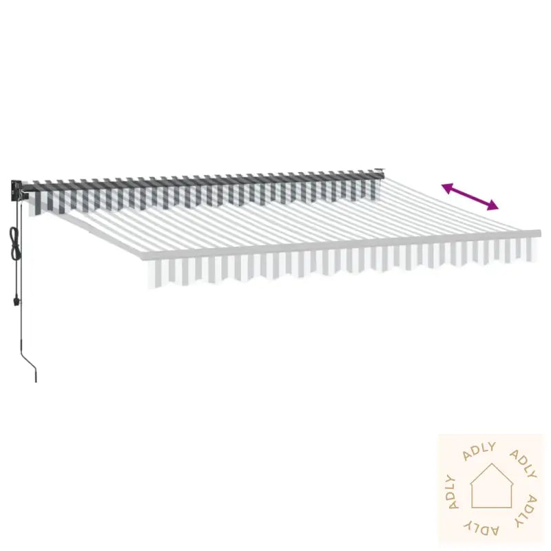 Uttrekkbar Markise Antrasitt Og Hvit 3,5X2,5 M Stoff Aluminium