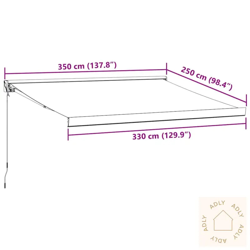 Uttrekkbar Markise Antrasitt Og Hvit 3,5X2,5 M Stoff Aluminium