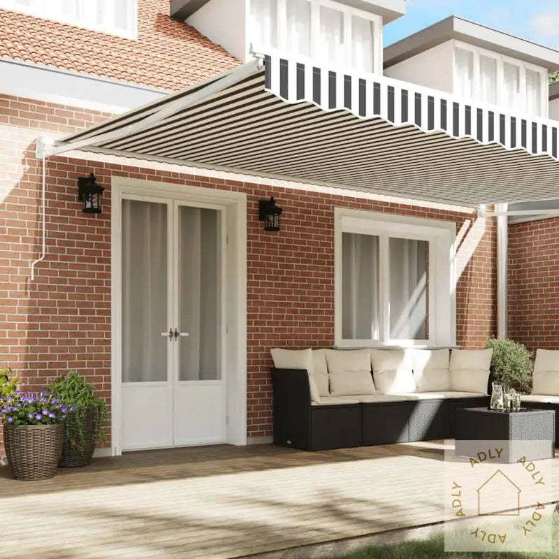 Uttrekkbar Markise Antrasitt Og Hvit 5X3 M Stoff Og Aluminium