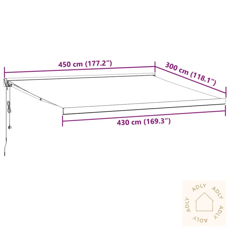 Uttrekkbar Markise Antrasitt Og Hvit 4,5X3 M Stoff Og Aluminium