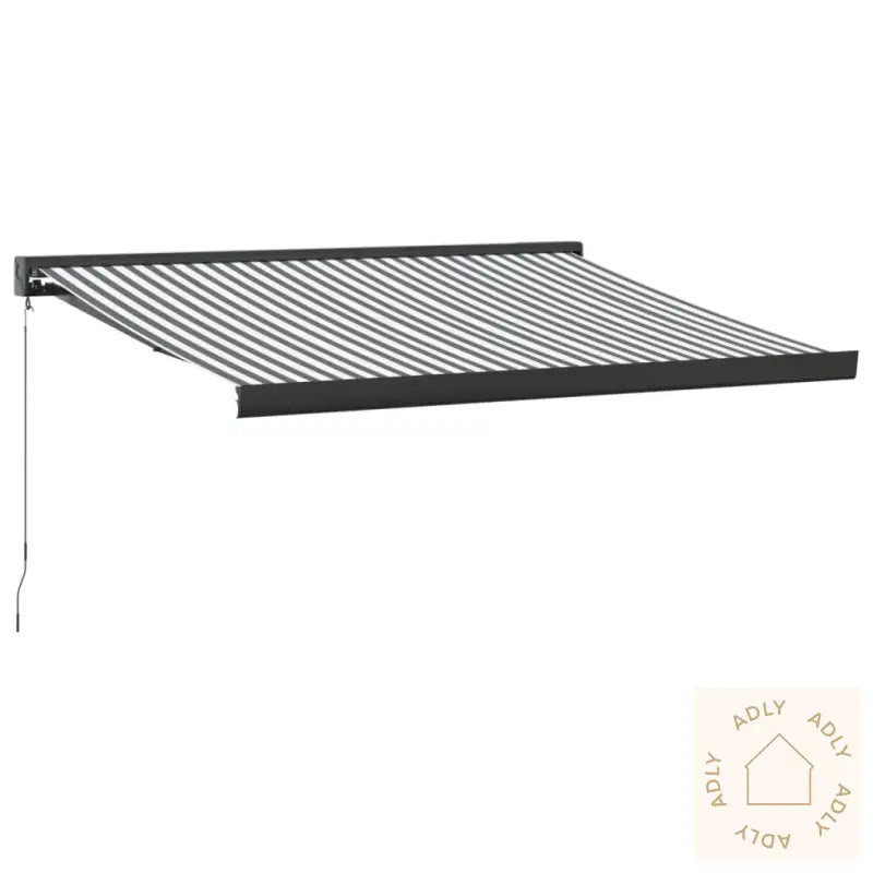 Uttrekkbar Markise Antrasitt Og Hvit 3,5X2,5 M Stoff Aluminium