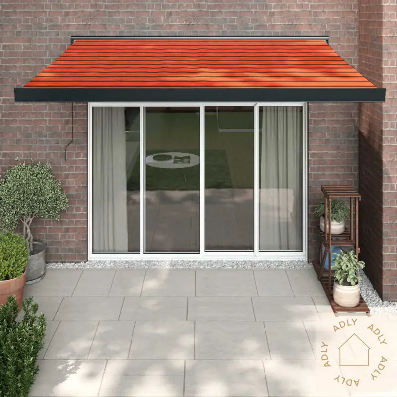 Uttrekkbar Markise Oransje Og Brun 3,5X2,5 M Stoff Og Aluminium