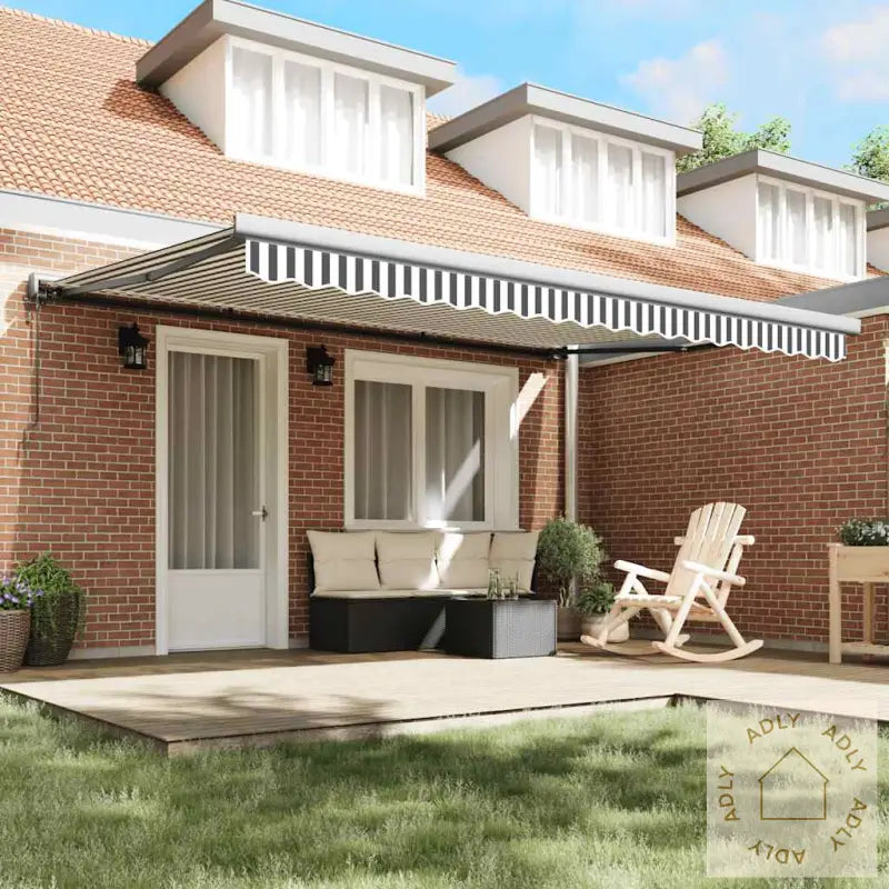 Uttrekkbar Markise Antrasitt Og Hvit 4,5X3 M Stoff Og Aluminium