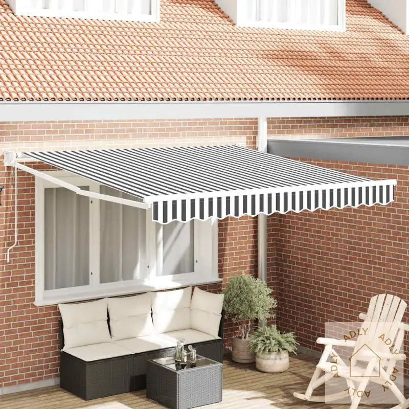 Uttrekkbar Markise Antrasitt Og Hvit 3X2,5 M Stoff Og Aluminium