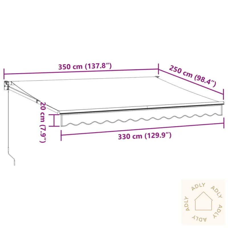 Uttrekkbar Markise Antrasitt Og Hvit 3,5X2,5 M Stoff Aluminium