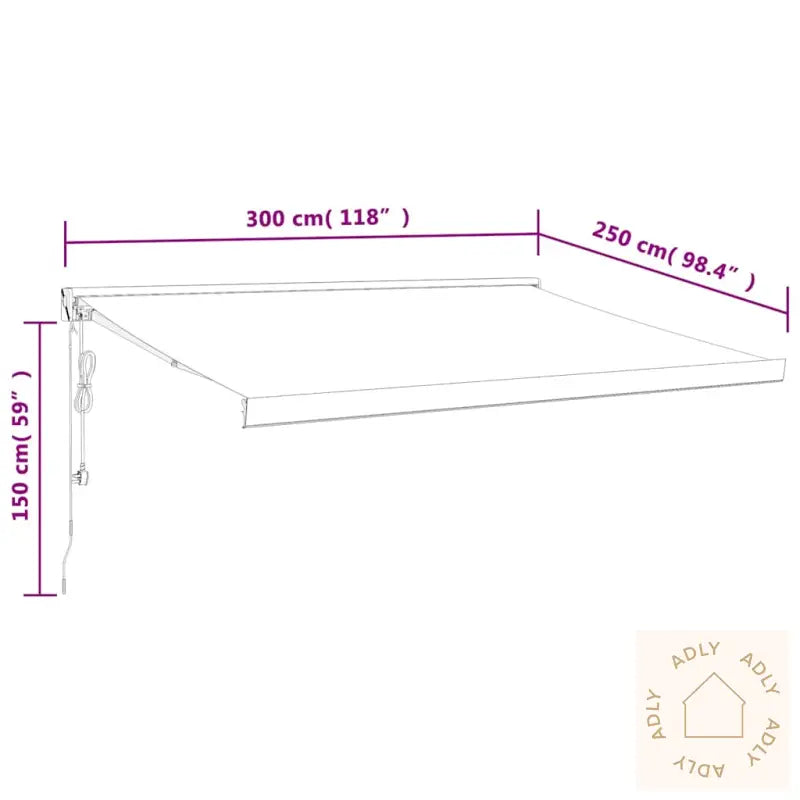 Uttrekkbar Markise Gul Og Hvit 3X2,5 M Stoff Og Aluminium
