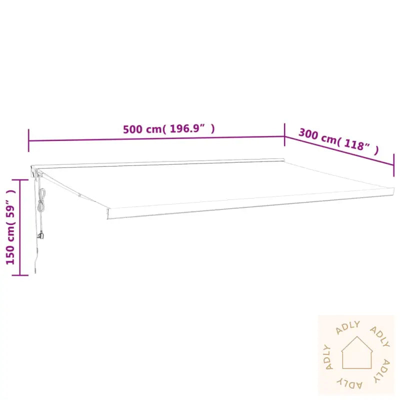 Uttrekkbar Markise Gul Og Hvit 5X3 M Stoff Og Aluminium