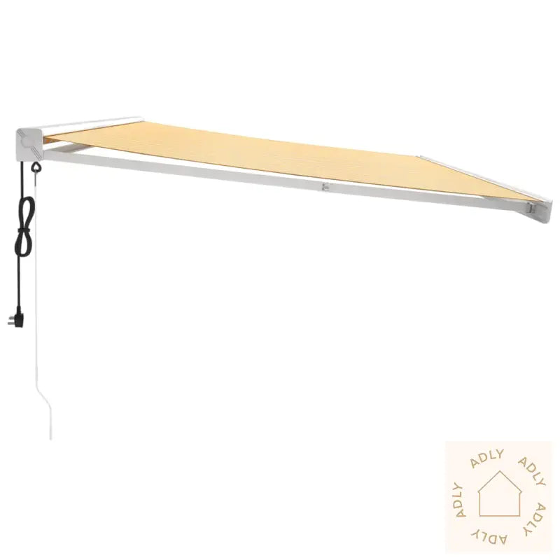 Uttrekkbar Markise Gul Og Hvit 5X3 M Stoff Og Aluminium