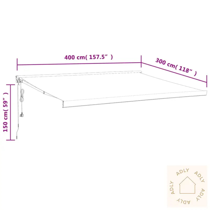 Uttrekkbar Markise Gul Og Hvit 4X3 M Stoff Og Aluminium