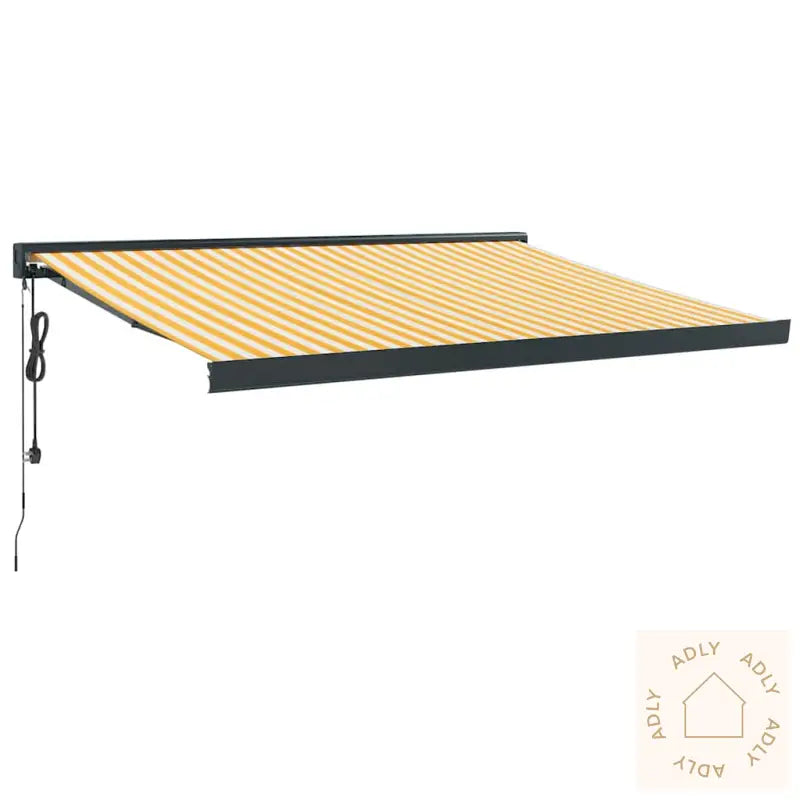 Uttrekkbar Markise Gul Og Hvit 3X2,5 M Stoff Og Aluminium