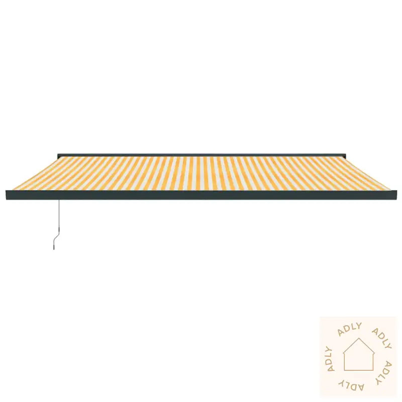 Uttrekkbar Markise Gul Og Hvit 5X3 M Stoff Og Aluminium