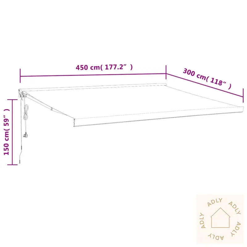 Uttrekkbar Markise Gul Og Hvit 4,5X3 M Stoff Og Aluminium