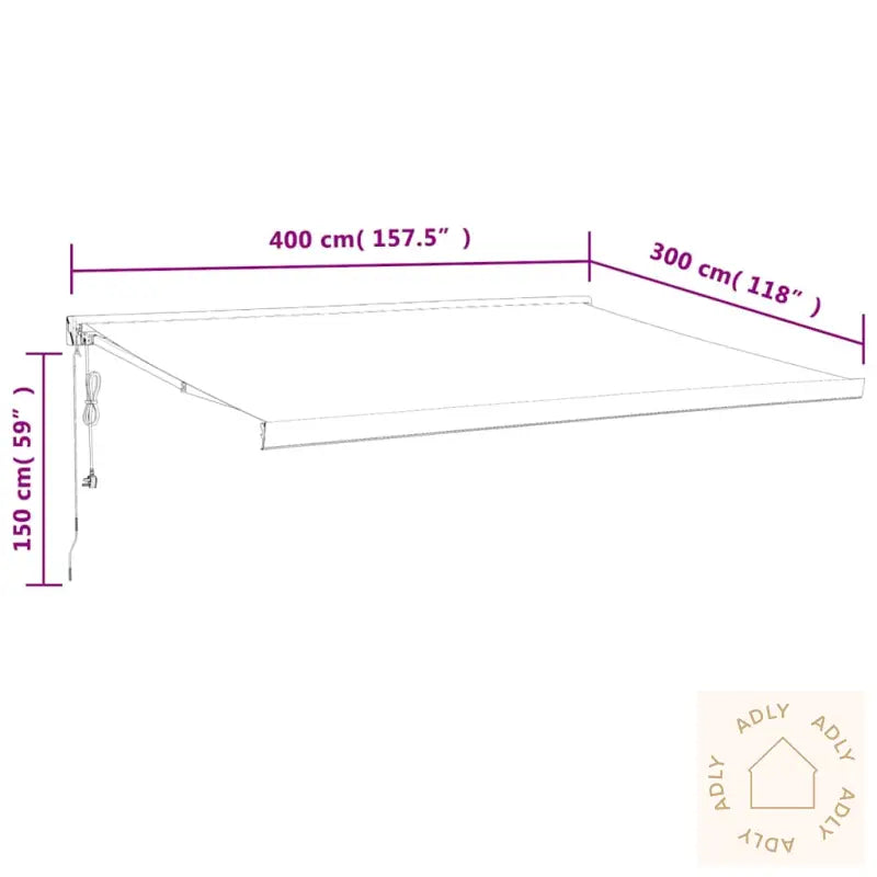 Uttrekkbar Markise Gul Og Hvit 4X3 M Stoff Og Aluminium