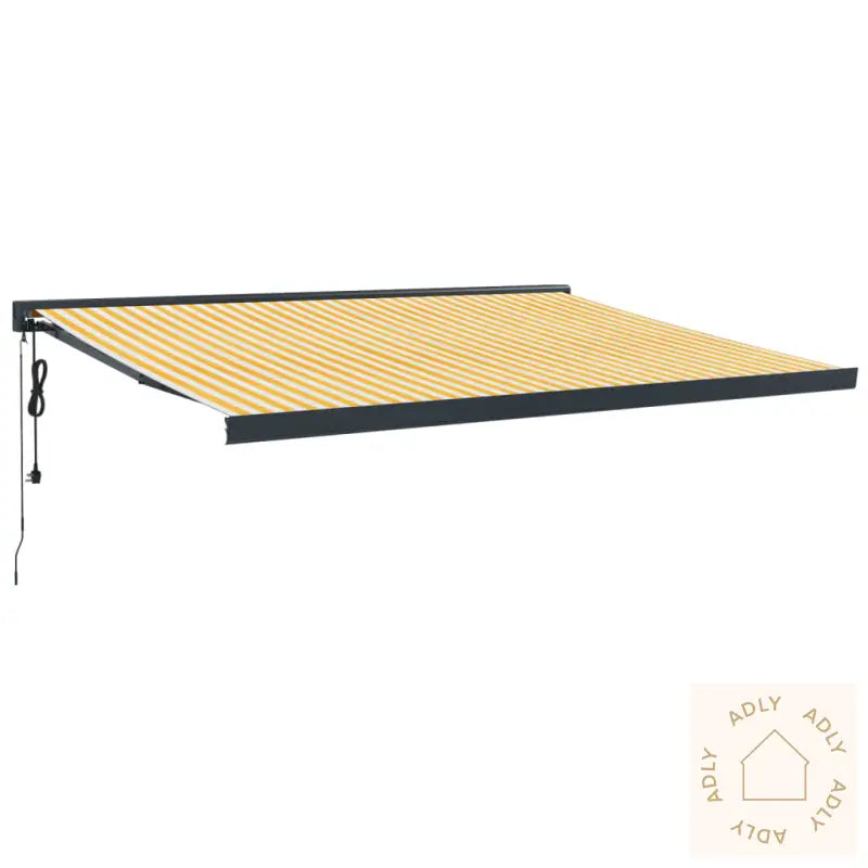 Uttrekkbar Markise Gul Og Hvit 4X3 M Stoff Og Aluminium