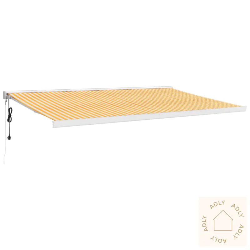 Uttrekkbar Markise Gul Og Hvit 5X3 M Stoff Og Aluminium