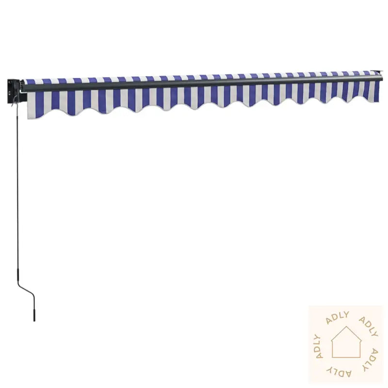 Uttrekkbar Markise Blå Og Hvit 3X2,5 M Stoff Og Aluminium