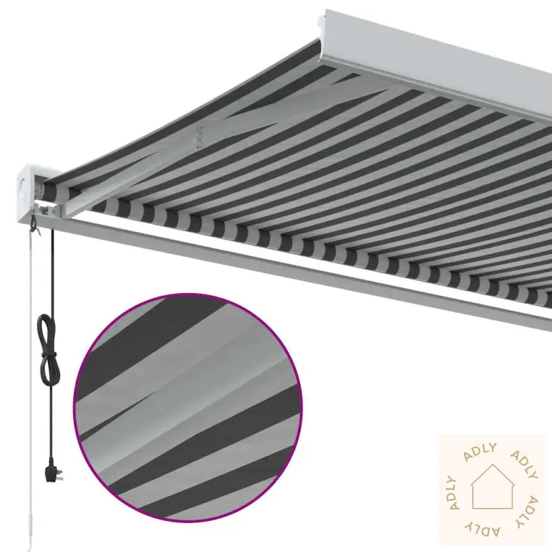 Uttrekkbar Markise Antrasitt Og Hvit 3,5X2,5 M Stoff Aluminium