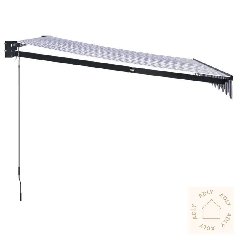 Uttrekkbar Markise Blå Og Hvit 3X2,5 M Stoff Og Aluminium