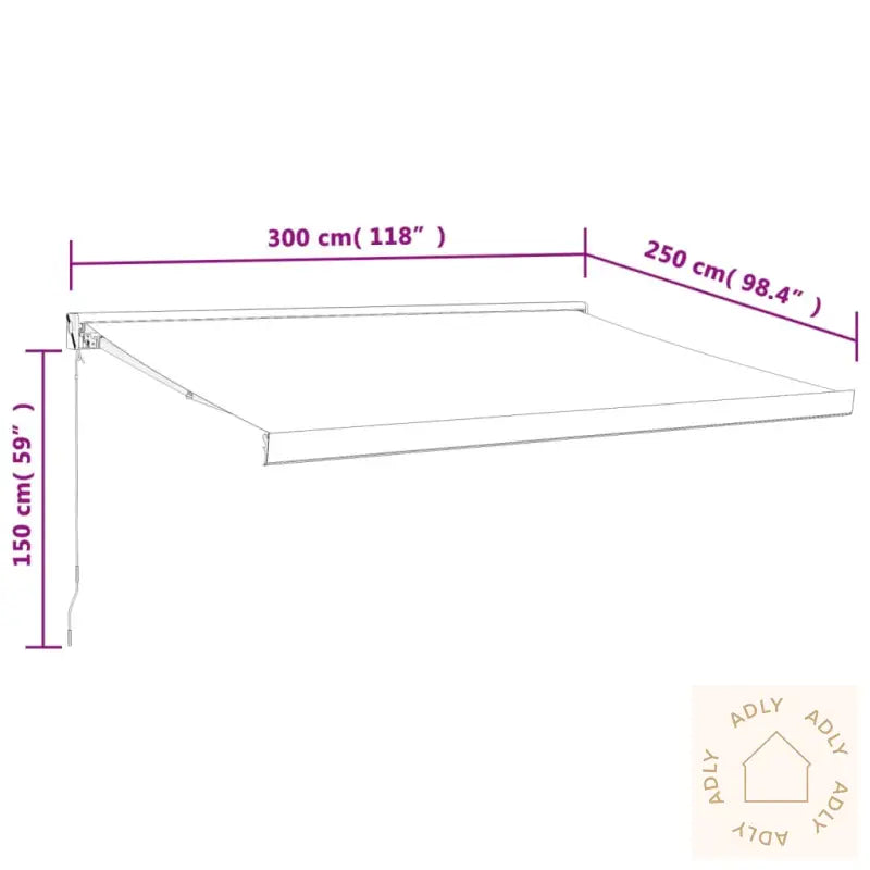 Uttrekkbar Markise Antrasitt 3X2,5 M Stoff Og Aluminium