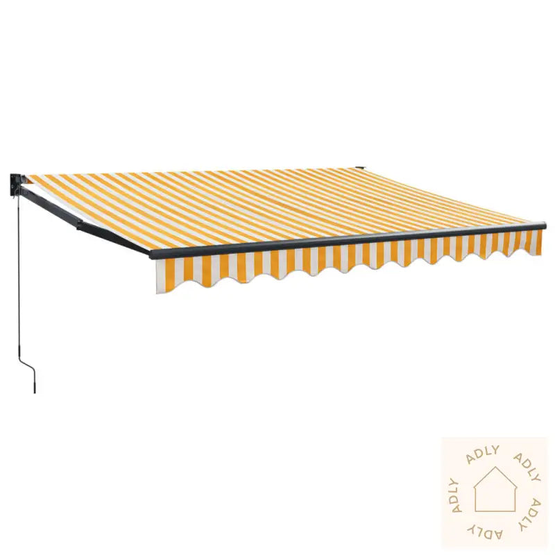 Uttrekkbar Markise Gul Og Hvit 3X2,5 M Stoff Og Aluminium