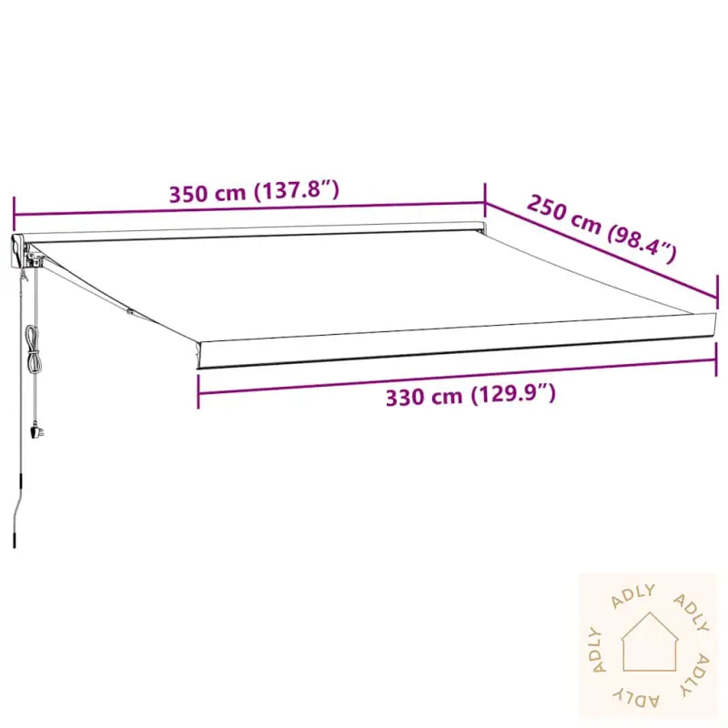 Uttrekkbar Markise Antrasitt Og Hvit 3,5X2,5 M Stoff Aluminium