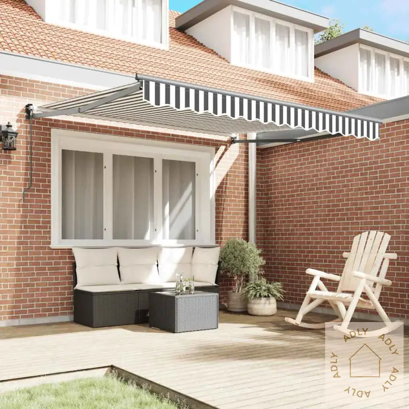 Uttrekkbar Markise Antrasitt Og Hvit 3X2,5 M Stoff Og Aluminium