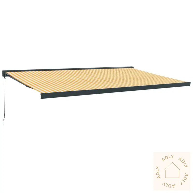 Uttrekkbar Markise Gul Og Hvit 5X3 M Stoff Og Aluminium