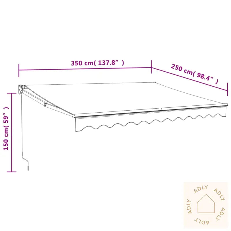 Uttrekkbar Markise Kremhvit 3,5X2,5 M Stoff Og Aluminium