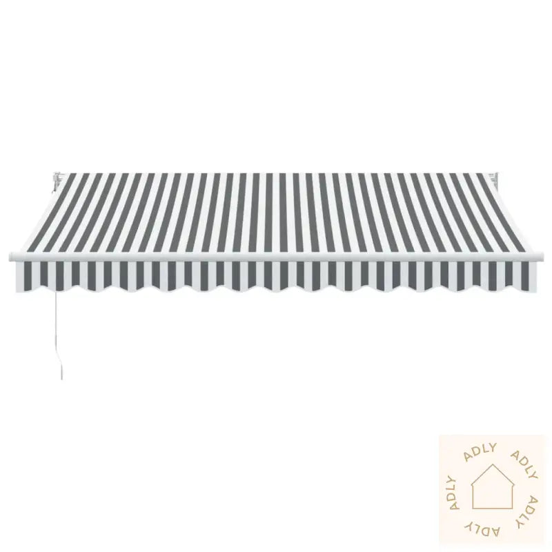 Uttrekkbar Markise Antrasitt Og Hvit 3,5X2,5 M Stoff Aluminium