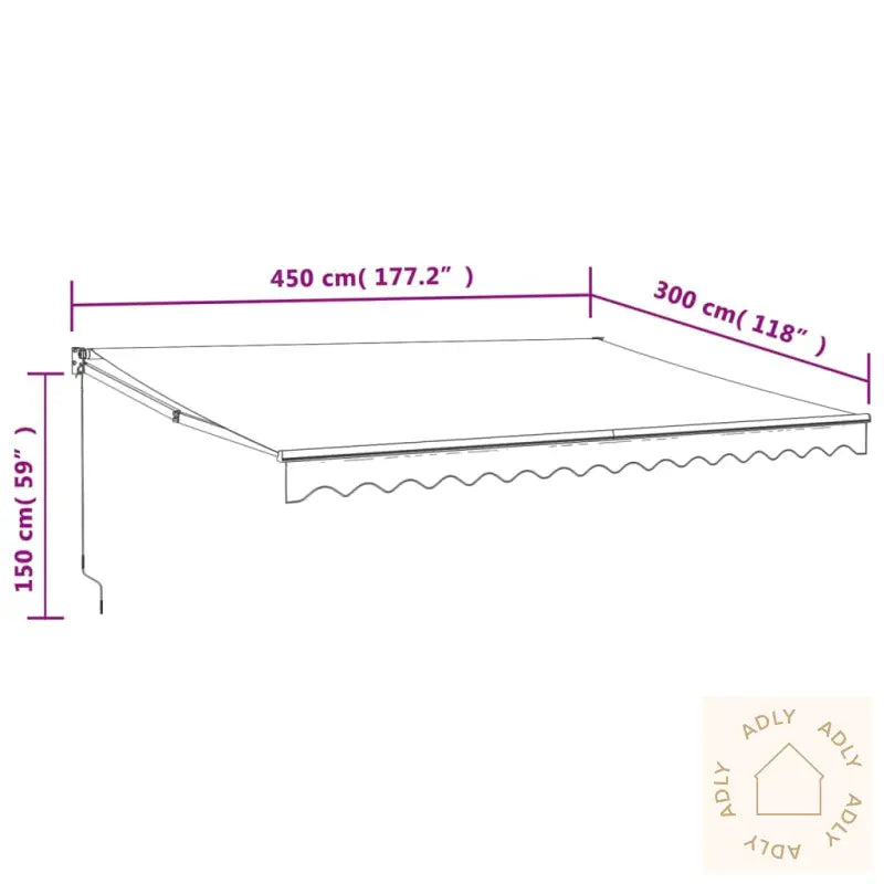 Uttrekkbar Markise Antrasitt 4,5X3 M Stoff Og Aluminium