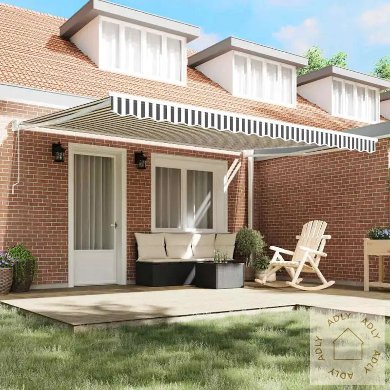 Uttrekkbar Markise Antrasitt Og Hvit 4,5X3 M Stoff Og Aluminium