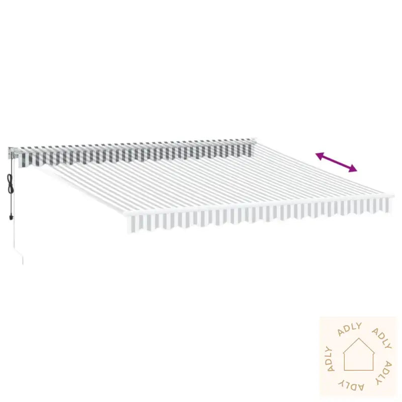 Uttrekkbar Markise Antrasitt Og Hvit 4X3 M Stoff Og Aluminium