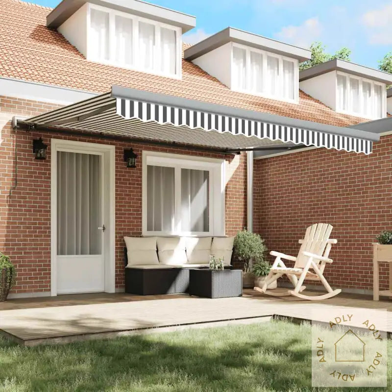 Uttrekkbar Markise Antrasitt Og Hvit 4X3 M Stoff Og Aluminium