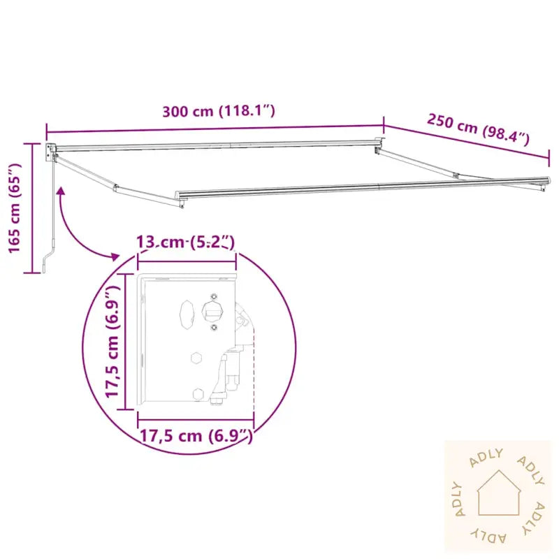Uttrekkbar Markise Antrasitt Og Hvit 4,5X3 M Stoff Og Aluminium