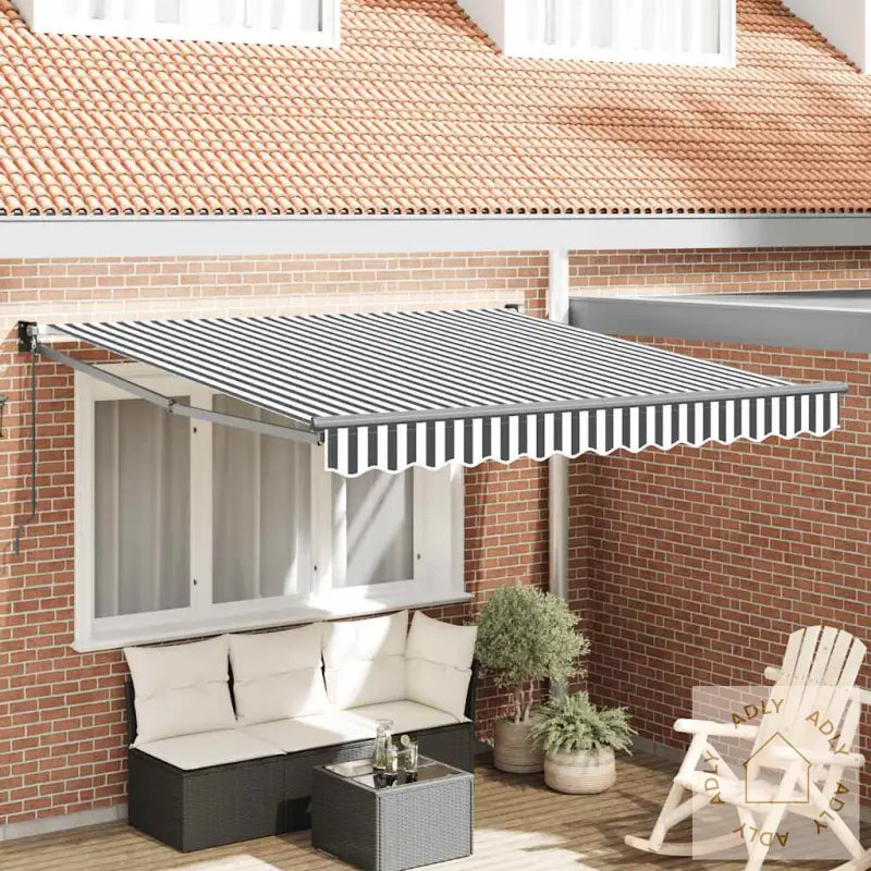 Uttrekkbar Markise Antrasitt Og Hvit 3X2,5 M Stoff Og Aluminium