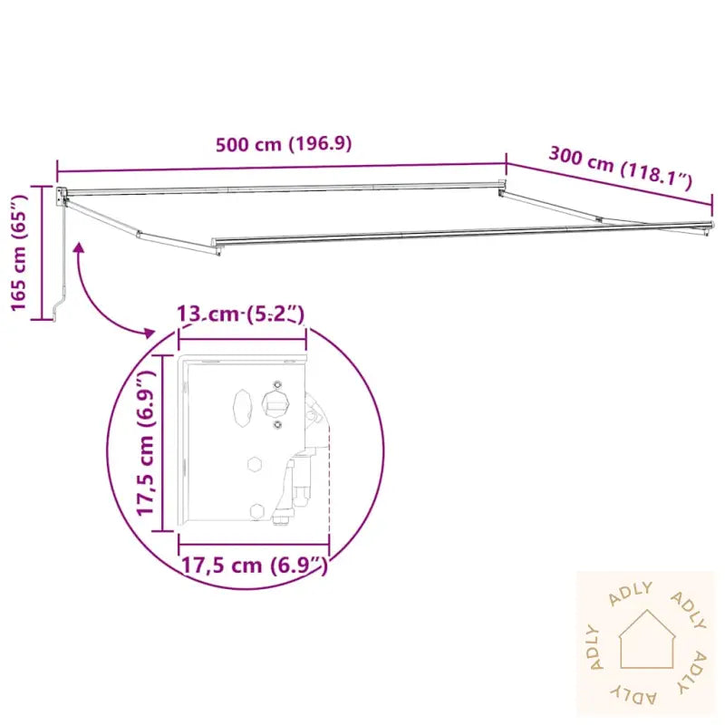 Uttrekkbar Markise Antrasitt Og Hvit 5X3 M Stoff Og Aluminium